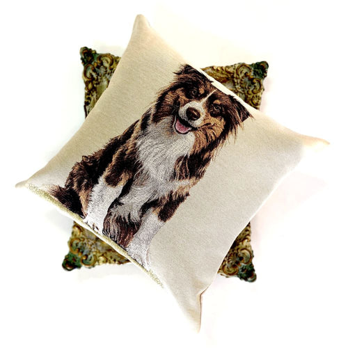 Pillow with a dog design on a white background