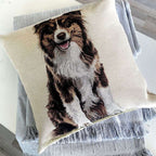 Pillow with a dog design on a light background