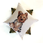 Decorative pillow with a dog illustration on a white background