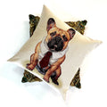 Decorative pillow with a dog illustration on a white background